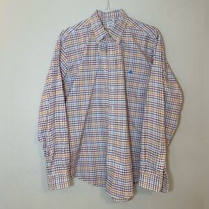 Brooks Brothers Blue and Orange Checkered Shirt, L Slim Fit